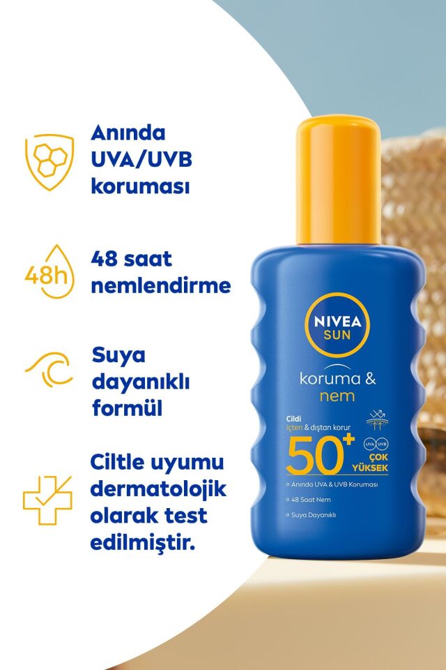 NİVEA SUN GÜNEŞ SPREYİ KORUMA & NEM NEMLENDİRİCİ SPF50+ 200 ML