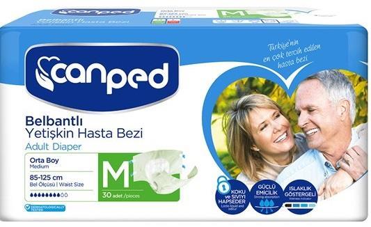 CANPED POLIETILENLI BELBANTLI HASTA BEZİ ORTA 30 ADET