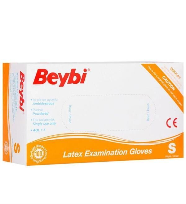 BEYBİ LATEX PUDRALI MUAYENE ELDİVENİ SMALL 100 LÜ