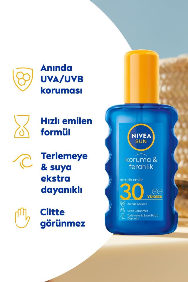 NİVEA SUN KORUMA VE FERAHLIK TRANSPARAN GÜNEŞ SPREYİ SPF30+ 200 ML