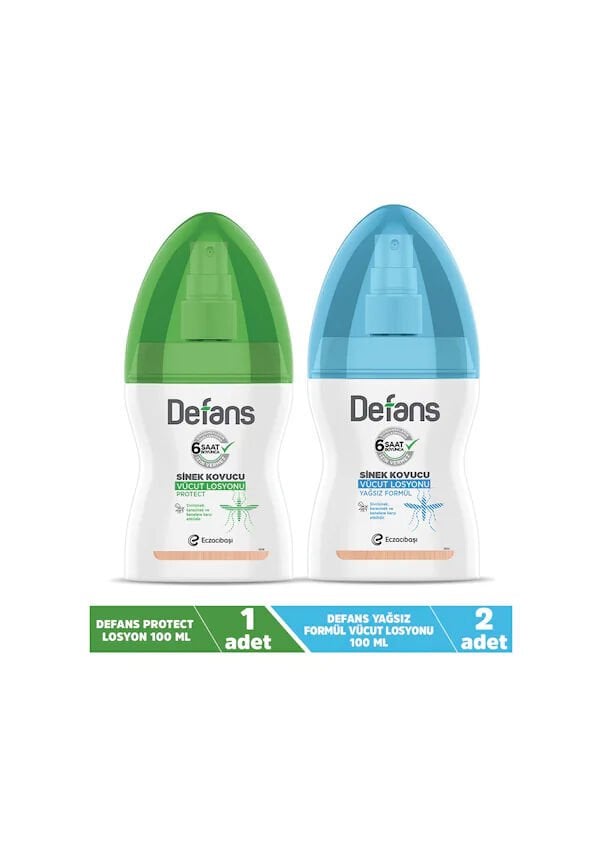 DEFANS PROTECT SİNEK KOVUCU VÜCUT LOSYONU 100 ML + DEFANS SİNEK KOVUCU VÜCUT LOSYONU 100 MLx 2