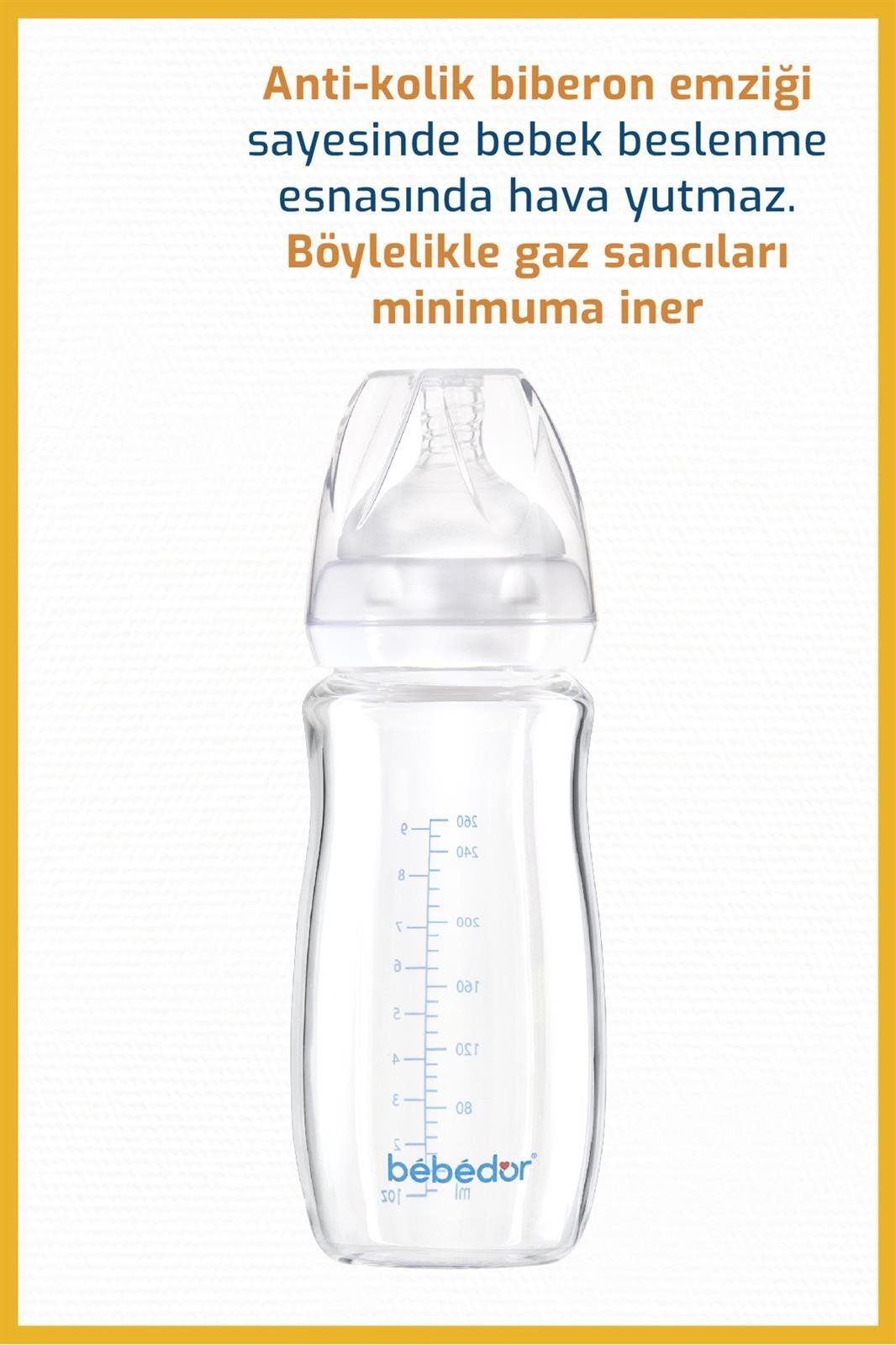 BEBEDOR BİBERON CAM ISIYA DAYANIKLI 260ML 51301