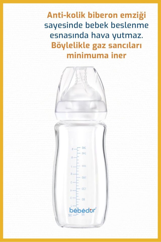 BEBEDOR BİBERON CAM ISIYA DAYANIKLI 260ML 51301