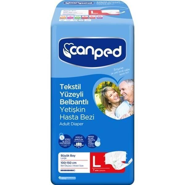 CANPED TEKSTİL YÜZEYLİ BELBANTLI HASTA BEZİ BÜYÜK 7 ADET