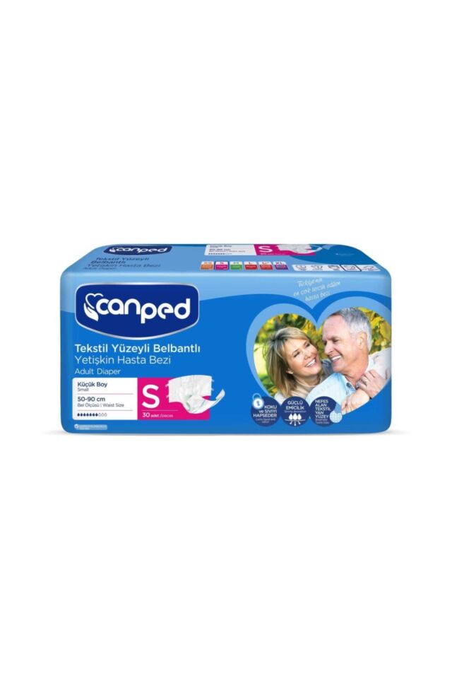 CANPED TEKSTİL YÜZEYLİ BELBANTLI HASTA BEZİ KÜÇÜK 30 ADET