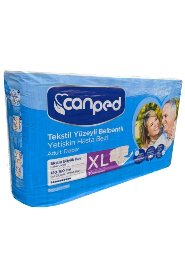 CANPED TEKSTİL YÜZEYLİ BELBANTLI HASTA BEZİ XLARGE 30 ADET