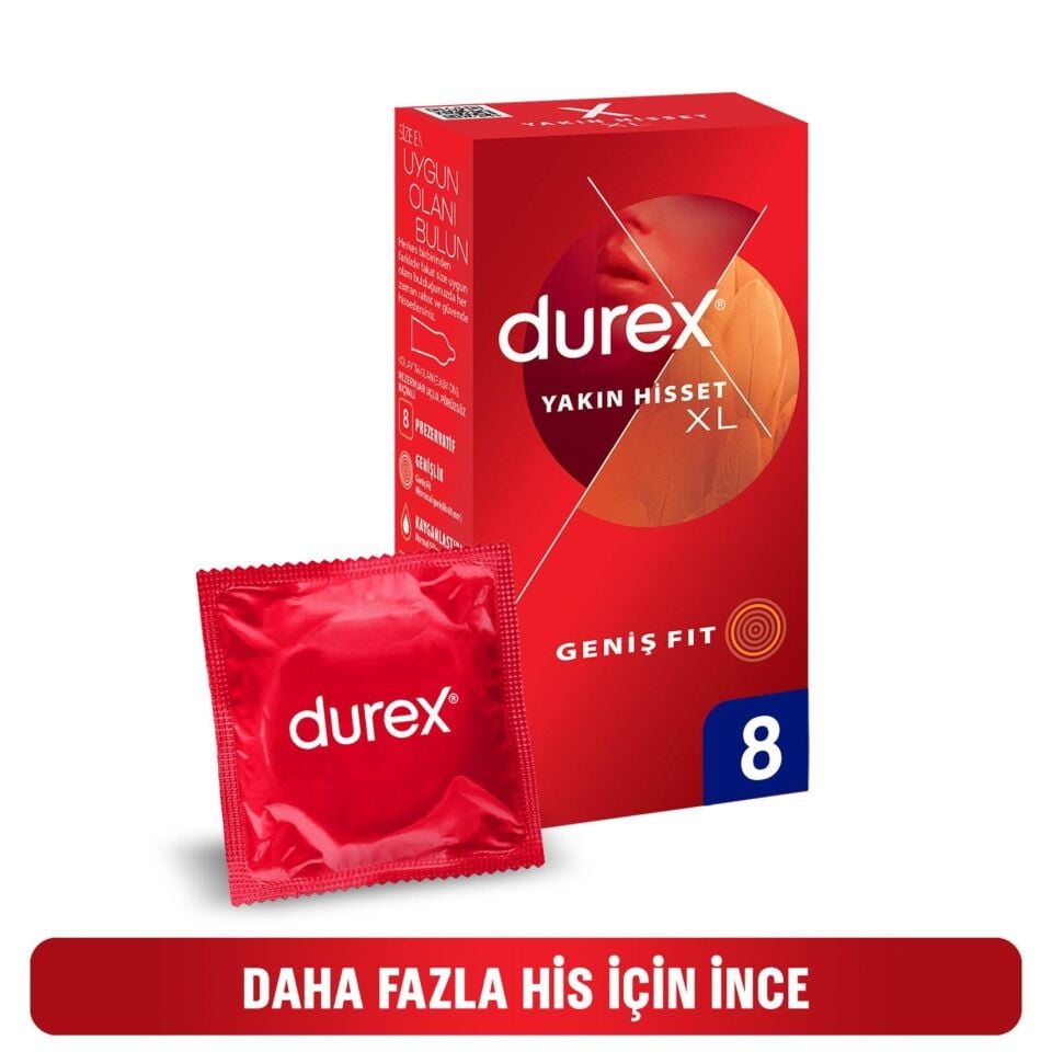 DUREX YAKIN HİSSET PREZERVATİF XLARGE GENİŞ FİT 8'Lİ