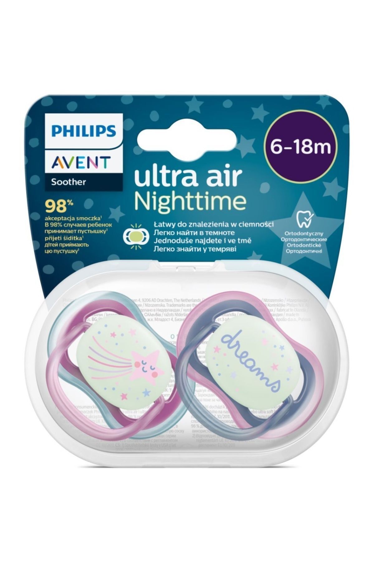 AVENT ULTRA AİR NIGHTTIME 6-18 AY KIZ EMZİK SCF376/14