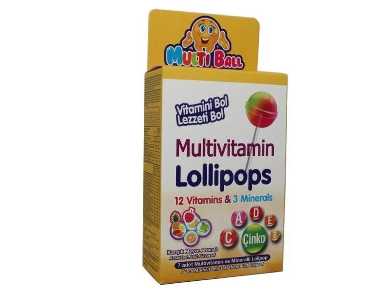 MULTİBALL MULTİVİTAMİN LOLLİPOPS 7 ADET