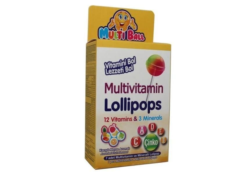 MULTİBALL MULTİVİTAMİN LOLLİPOPS 7 ADET