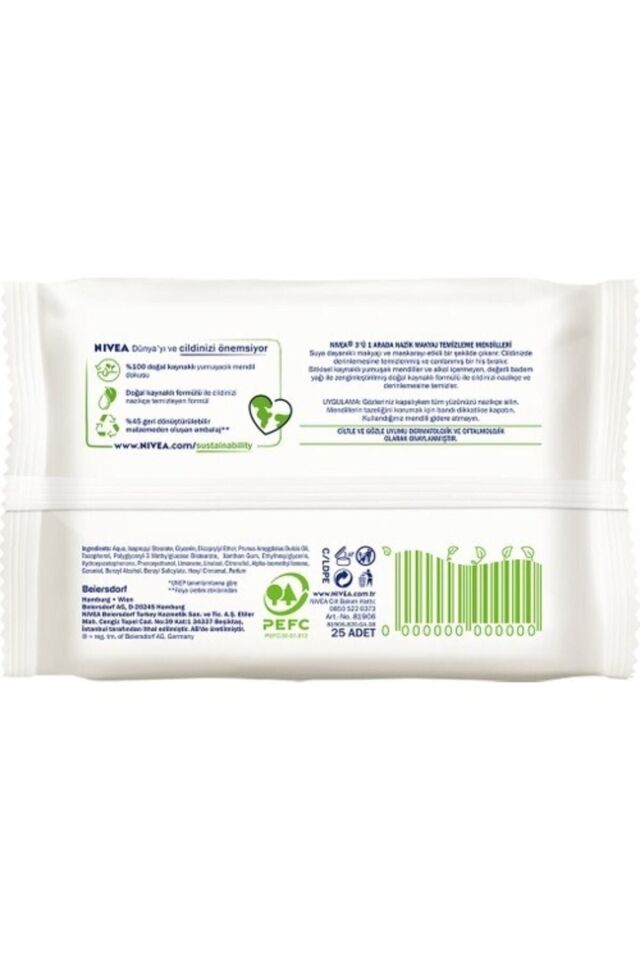 NIVEA 3 IN 1 BESLEYİCİ MAKYAJ TEMİZLEME MENDİLİ 25Lİ
