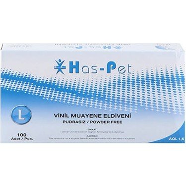 HASPET VİNİL MUAYENE ELDİVENİ PUDRASIZ LARGE 100'LÜ