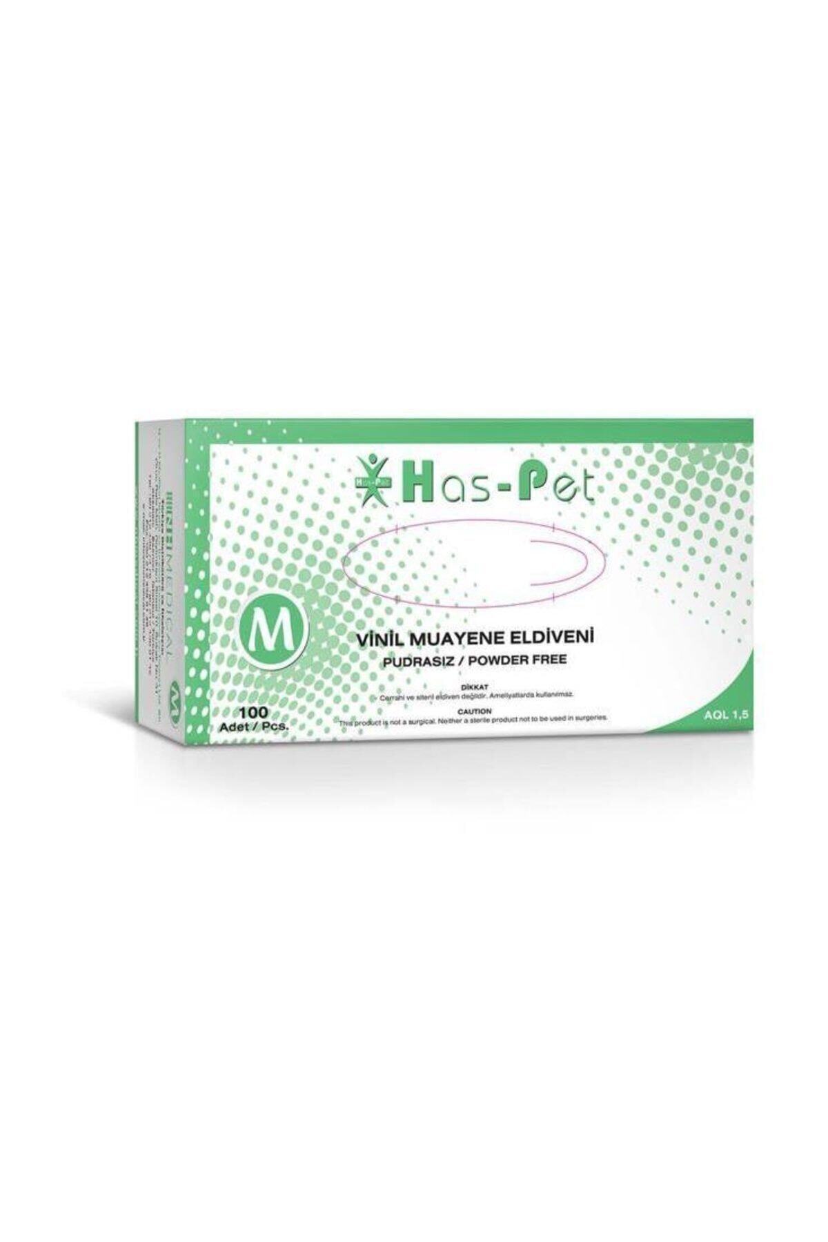 HASPET VİNİL PUDRASIZ MUAYENE ELDİVENİ MEDİUM 100 ADET