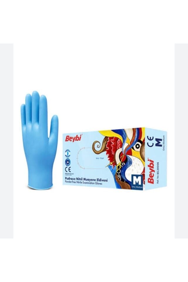 BEYBİ NİTRİL MAVİ PUDRASIZ ELDİVEN MEDİUM 100'LÜ