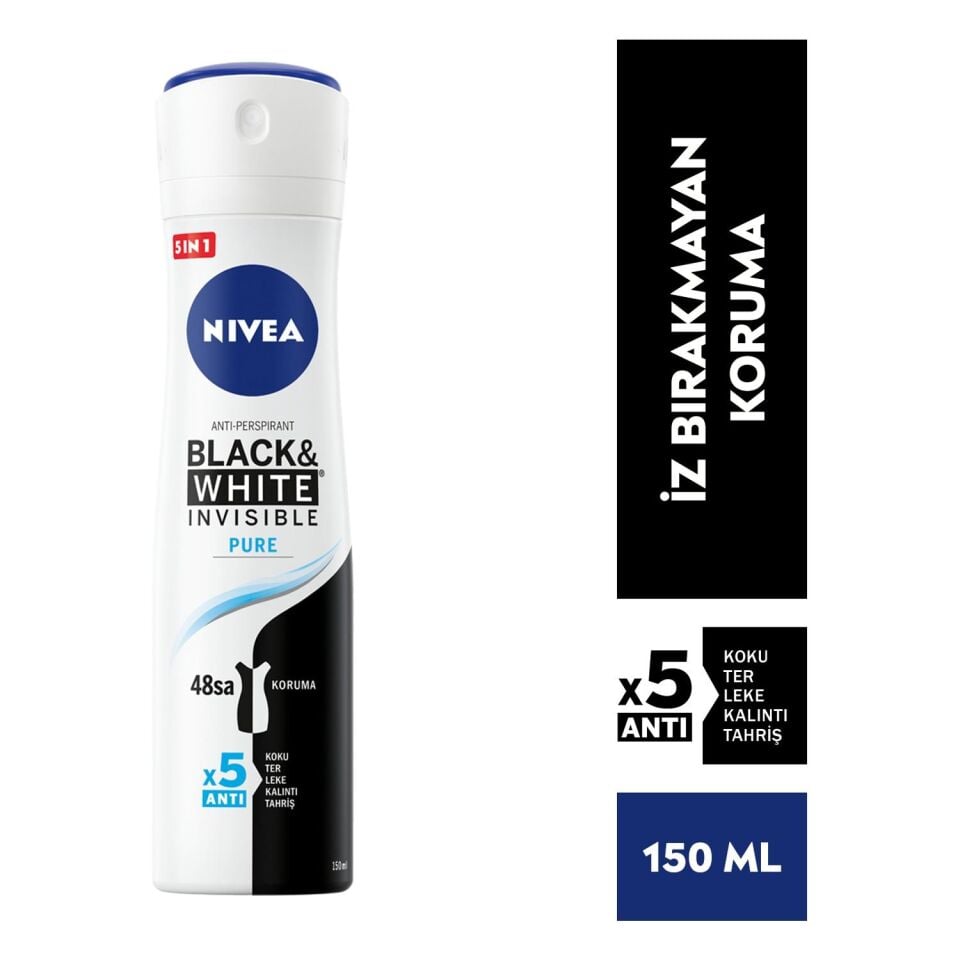 NİVE SPREY DEODORANT INVİSİBLE FOR BLACK & WHİTE PURE 150 ML