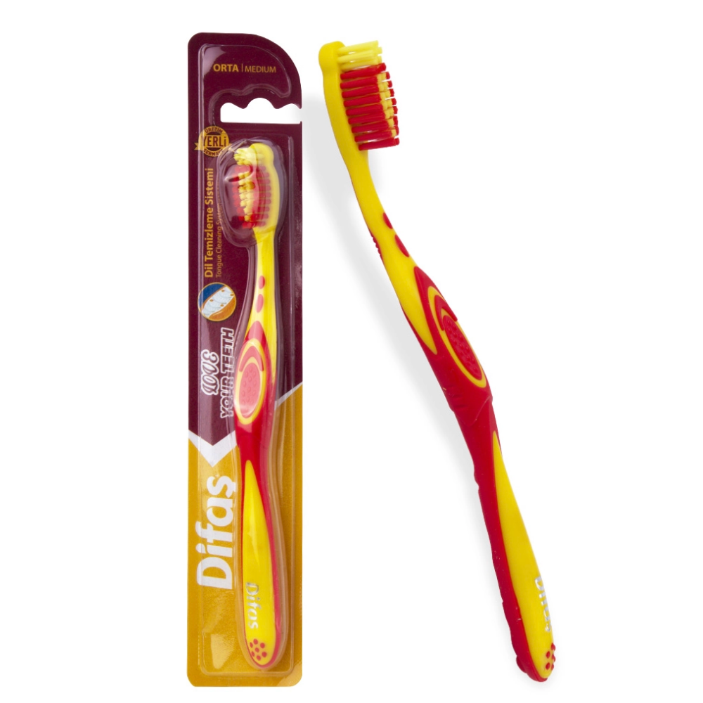 DİFAŞ LOVE YOUR TEETH DİŞ FIRÇASI SARI-KIRMIZI