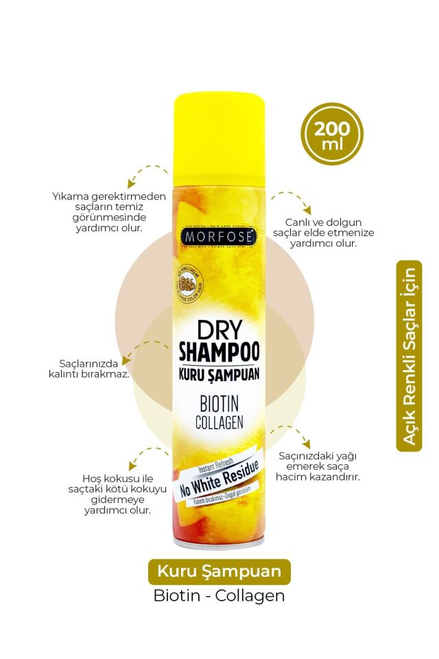 MORFOSE KURU ŞAMPUAN AÇIK RENKLİ SAÇLAR 200 ML