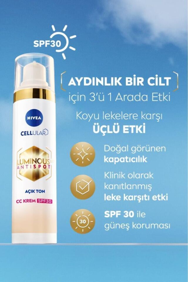 NIVEA LUMINOUS LEKE KARŞITI CC KREM AÇIK TON 40 ML