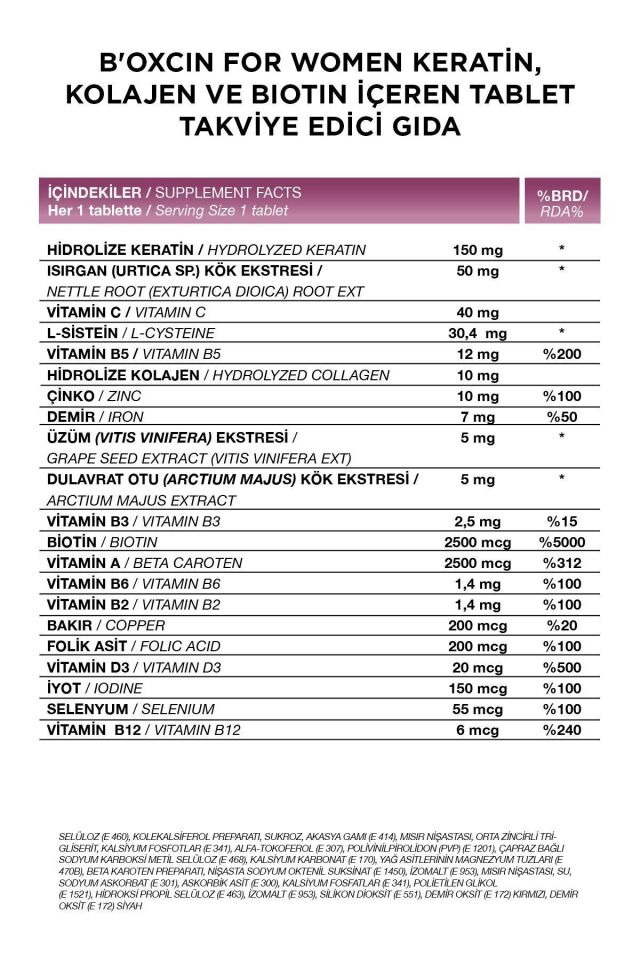 BİOXCİN WOMEN'S HAİR 30 TABLET