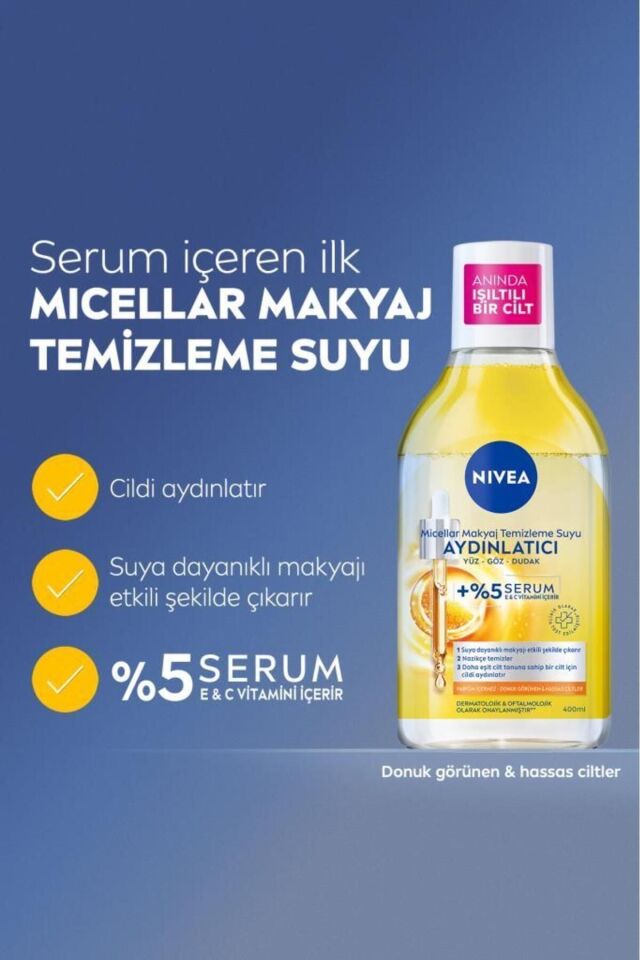 NIVEA MICELLAR MAKYAJ TEMİZLEME SUYU AYDINLATICI 400 ML
