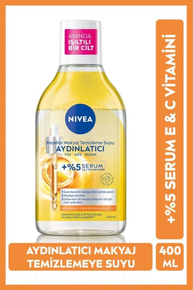NIVEA MICELLAR MAKYAJ TEMİZLEME SUYU AYDINLATICI 400 ML