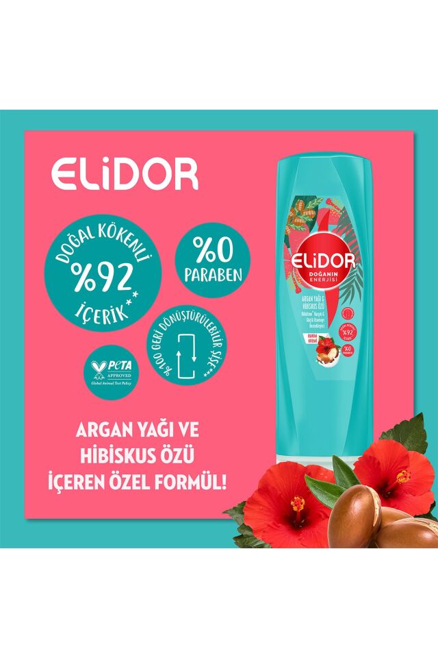 ELİDOR SAÇ BAKIM KREMİ DOĞANIN ENERJİSİ ARGAN YAĞI & HİBİSKUS ÖZÜ 350 ML
